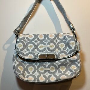 Coach Gray and Cream Shoulder Bag with Adjustable Strap